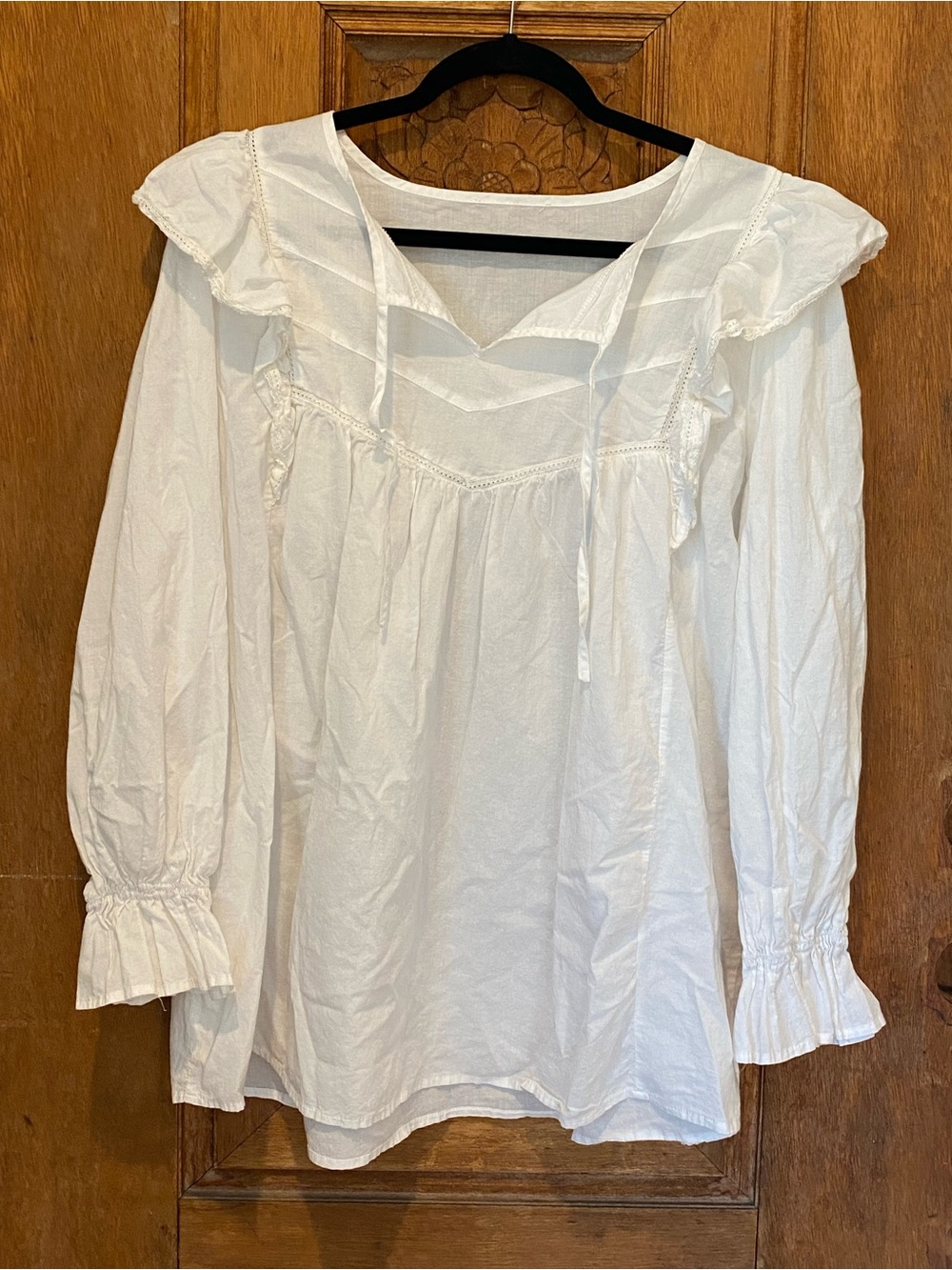 Cotton peasant blouse long sleeve XL